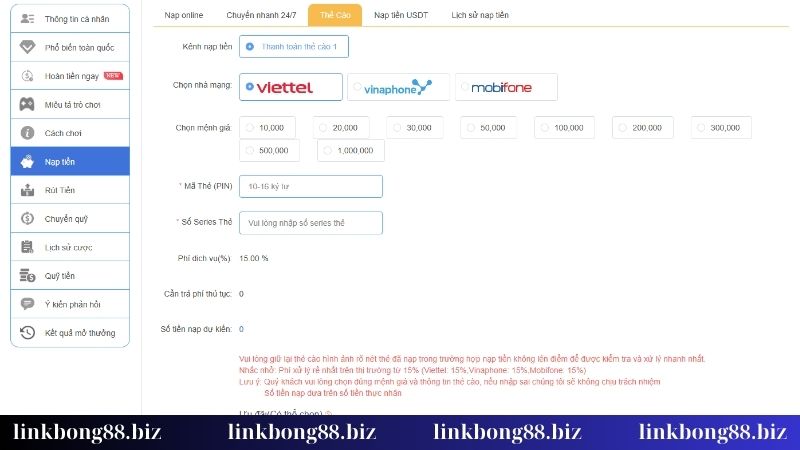 Tất tần tật về cách thức nạp tiền Bong88 từ A đến Z! 3 Gửi tiền bằng thẻ cào
