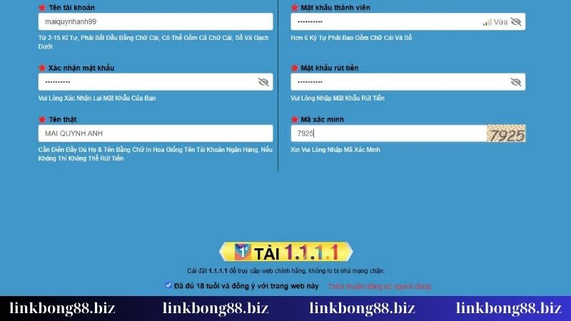 Đăng ký Bong88 - Hướng dẫn từng bước cơ bản cho tân thủ 3 Hoàn tất thông tin khi đăng ký Bong88