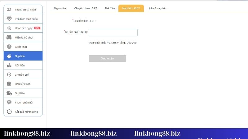 Tất tần tật về cách thức nạp tiền Bong88 từ A đến Z! 4 Nạp vốn cược qua USDT